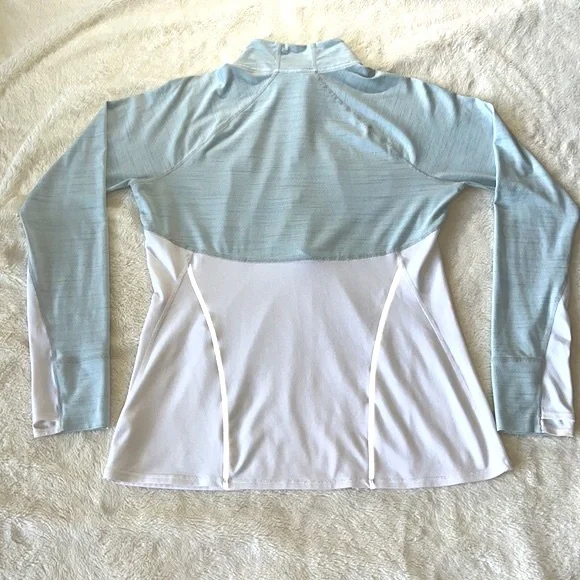 Athleta Half Zip, White/Gray, Size L - Picture 2 of 5